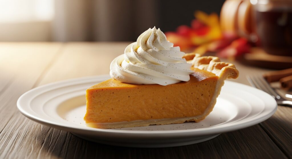 Pisces: Pumpkin Pie with Whipped Cream Dish